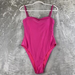 Relleciga Italy One Piece Swimsuit Women's M Hot Pink Cheeky Bandeau Sexy (1211)